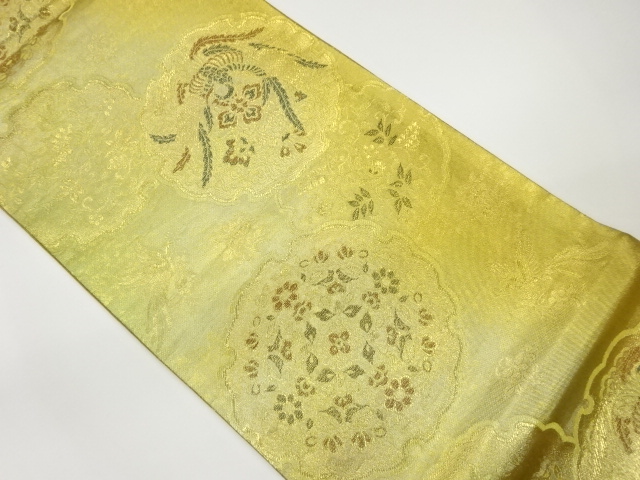 JAPANESE FUKURO OBI / WOVEN FLORAL PLANTS